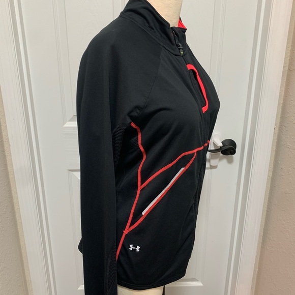 Under Armour Jacket Women large Black Semi-Fitted Cold Gear Full Zip Run - Picture 3 of 13